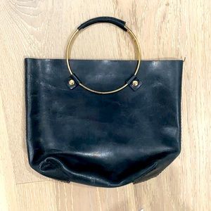 Black Handbag - Gold Ring Handle